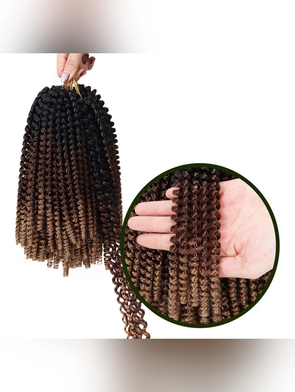 Spring Twist Synthetic Hair 8 Inch T1B3027 3 Packs Includes 8 Loc Cuffs Crochet